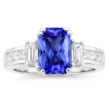 Afbeelding in Gallery-weergave laden, Emerald Diamond &amp; Sapphire Ring 3 stenen stijl 4.50 karaats kanaalset
