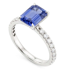 Afbeelding in Gallery-weergave laden, Emerald Sapphire Edelsteen Ring Pave Set Natuurlijke echte diamant ( niet in het laboratorium gekweekt )en 3,50 karaat
