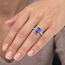 Afbeelding in Gallery-weergave laden, Emerald Sapphire Edelsteen Ring Pave Set Natuurlijke echte diamant ( niet in het laboratorium gekweekt )en 3,50 karaat
