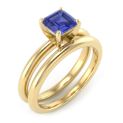 Emerald Sapphire verlovingsring bezet met geelgouden band 1,50 karaat