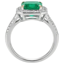Afbeelding in Gallery-weergave laden, Fijne Smaragd Edelsteen Ring 2-karaat Bicolor 14K Goud – alternatief aanzicht
