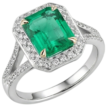 Afbeelding in Gallery-weergave laden, Fijne Smaragd Edelsteen Ring 2-karaat Bicolor 14K Goud – zijaanzicht
