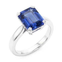 Emerald Solitaire Ring met blauwe saffier 3 karaats tandenset