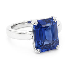 Afbeelding in Gallery-weergave laden, Emerald Solitaire Ring met blauwe saffier 3 karaats tandenset
