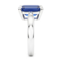 Afbeelding in Gallery-weergave laden, Emerald Solitaire Ring met blauwe saffier 3 karaats tandenset
