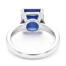 Afbeelding in Gallery-weergave laden, Emerald Solitaire Ring met blauwe saffier 3 karaats tandenset
