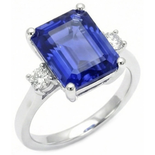 Afbeelding in Gallery-weergave laden, Emerald &amp; Round Cut 3 Ct Ceylon Sapphire Diamonds Ring Wit Goud 14K
