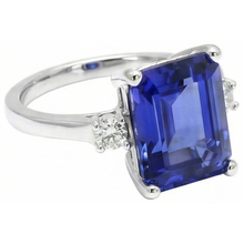 Afbeelding in Gallery-weergave laden, Emerald &amp; Round Cut 3 Ct Ceylon Sapphire Diamonds Ring Wit Goud 14K
