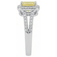 Afbeelding in Gallery-weergave laden, Ring met Smaragd &amp; Rond Geslepen 4 Karaat Gele Saffier, Natuurlijke uit de aarde gewonnen Diamanten, Witgoud 14K
