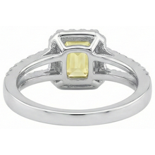 Afbeelding in Gallery-weergave laden, Ring met Smaragd &amp; Rond Geslepen 4 Karaat Gele Saffier, Natuurlijke uit de aarde gewonnen Diamanten, Witgoud 14K
