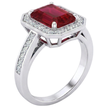 Afbeelding in Gallery-weergave laden, Smaragd Robijn IGI GECERTIFICEERDE Diamanten Ring 11 Karaat Witgoud 14K Prong Gezet Juweel

