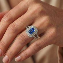 Afbeelding in Gallery-weergave laden, echte round saffier 3karaat ring op wit
