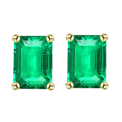 Gemstone Earring Tweekleurig 14K Goud met Smaragd – 4 karaat