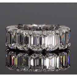 Smaragdslijpsel Natuurlijke uit de aarde gewonnen Diamanten Eternity Ring 11.20 Karaat Witgouden Sieraden