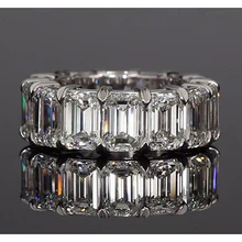 Afbeelding in Gallery-weergave laden, Emerald Cut Echt Diamond Eternity Band 11.20 Karaat Witgouden Sieraden
