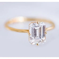 Emerald Cut Solitaire Echt Diamond Ring 2,50 Karaat Geel Goud 14K