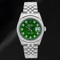 Rolex Datejust 16220 36mm Groene Diamanten Wijzerplaat Roestvrij Staal Horloge