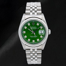 Afbeelding in Gallery-weergave laden, Rolex Datejust 16220 36mm Groene Diamanten Wijzerplaat Roestvrij Staal Horloge
