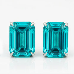 Emerald Paraiba oorbellen in witgoud