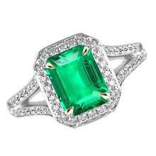 Afbeelding in Gallery-weergave laden, Edelsteen Ring Bicolor 14K Goud met Fijne Smaragd – hoofdaanzicht
