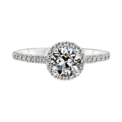 Elegant Old Mine Slijpvorm Fijne Diamant Halo Zetting Ring