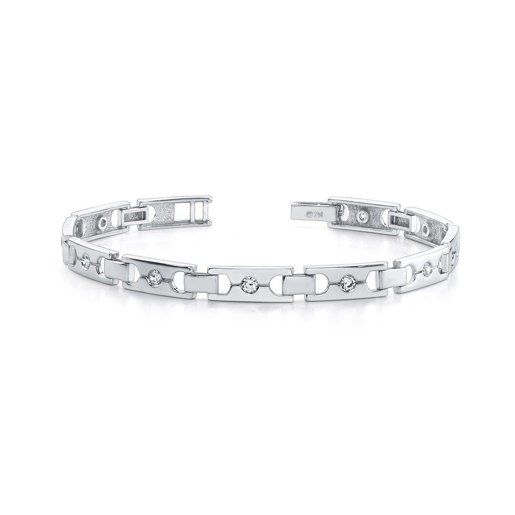 Enkele Gesp Schakelarmband 2,50 Ct Rond Geslepen Echt Diamanten Wit Goud 14K