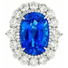 Afbeelding in Gallery-weergave laden, IGI GECERTIFICEERDE Enorme Victoriaanse Saffier Halo Ring

