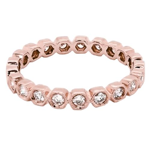 Eternity Band 2,10 karaats Echt Diamant Bezel Instelling Milgrain Rose Gouden Sieraden