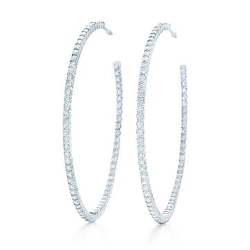 F VVS1 Ronde Geslepen 4.00 Karaat Echt Diamanten Vrouwen Hoepel Oorbellen Goud 14K