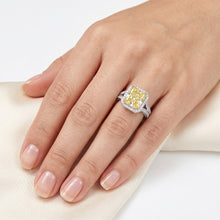 Afbeelding in Gallery-weergave laden, Fancy Gele Diamant Sieraad Ring – Pavé 3,5 karaat Bicolor 14K
