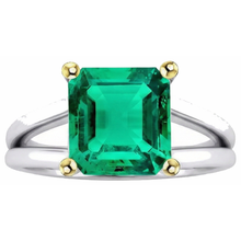 Afbeelding in Gallery-weergave laden, Smaragd Sieraadsteen Ring 5,50 karaat Tweekleurig 14K Goud – hoekaanzicht
