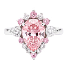 Afbeelding in Gallery-weergave laden, Fancy Roze Diamant Verlovingsring 2 Karaat Natuurlijke Peervorm Semi Halo Platina
