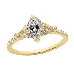 Luxe Echte Natuurlijke uit de a aarde gewonnen Diamanten Old Mine Cut Jubileumring 3.50 Karaat Geelgoud