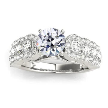 Fancy Echt Diamond Wedding Ring Old Mine Cut Gold 4.75 Karaat Sieraden