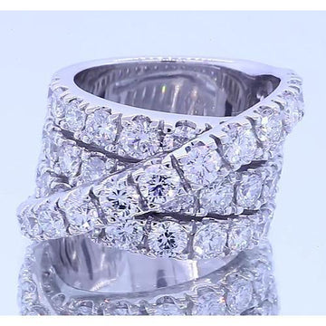 Fancy Ring Ronde Echt Diamanten 5.10 Karaat Vier Prong Wit Goud 14K