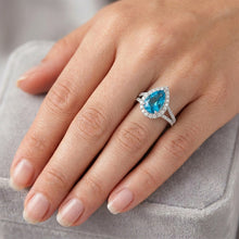 Afbeelding in Gallery-weergave laden, Fijne Diamant Halo Zetting Ring – Blauwe Diamant 3,5 karaat 14K
