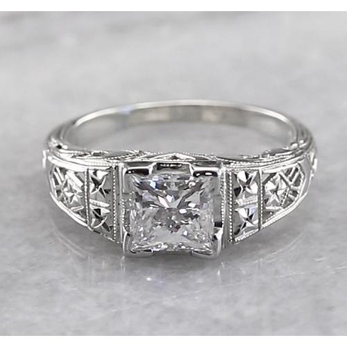Filigraan Stijl Prinses Echt Diamanten Ring 1 Karaat Wit Goud 14K