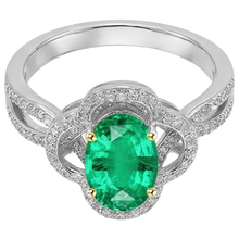 Afbeelding in Gallery-weergave laden, Ovaal Smaragd ring in Tweekleurig 14K Goud – zijaanzicht
