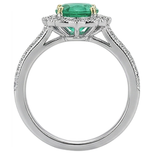 Afbeelding in Gallery-weergave laden, Rond Briljant Fijne Smaragd ring in Bicolor 14K Goud – hoekaanzicht
