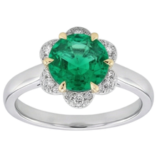 Afbeelding in Gallery-weergave laden, Colombiaanse Smaragd Gekleurde Steen Ring 2,50-karaat Bicolor 14K Goud – vooraanzicht
