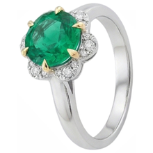 Afbeelding in Gallery-weergave laden, Colombiaanse Smaragd Gekleurde Steen Ring 2,50 karaat Bicolor 14K Goud – hoekaanzicht
