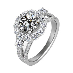 Echt Gespleten Band Diamant Halo Zetting Ring 4 karaat