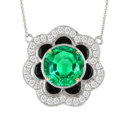 14K Smaragd Edelsteen Hanger – 3-karaat Rond Briljant
