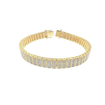 Fonkelende 10,25 Karaat Echt Diamanten Heren Armband Geel Goud 14K