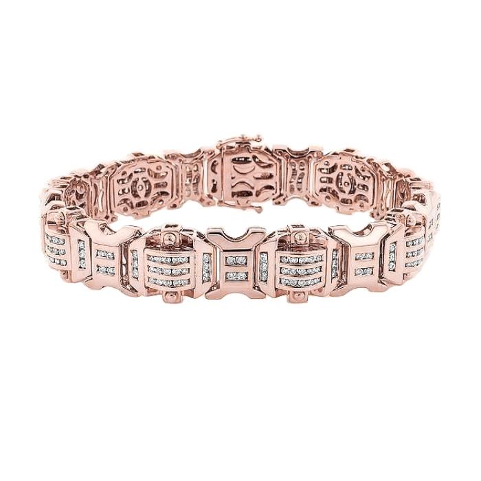 Fonkelende 12 Karaats Echt Diamanten Heren Armband Rosé Goud 14K