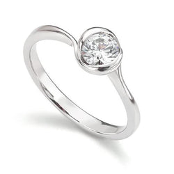 Fonkelende Bezel Set 1,25 Karaat Echt Diamanten Verjaardag Solitaire Ring