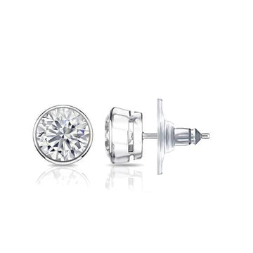 Fonkelende Bezel Set 2,50 Ct Ronde Geslepen Echt Diamanten Oorknopjes