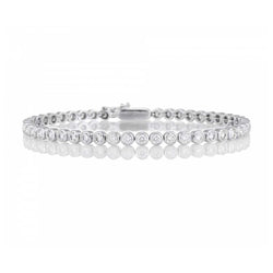 Fonkelende Bezel Set Rond Geslepen 4,50 Karaat Echt Diamanten Armband WG 14K