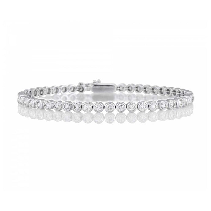 Fonkelende Bezel Set Rond Geslepen 4,50 Karaat Echt Diamanten Armband WG 14K