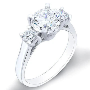 Fonkelende Drie Stenen 1,90 Ct Echt Diamanten Trouwring Wit Goud 14K